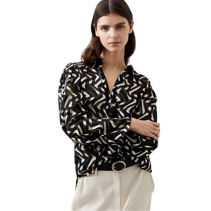 Black-Cream - Side - French Connection Womens-Ladies Diandra Long-Sleeved Blouse