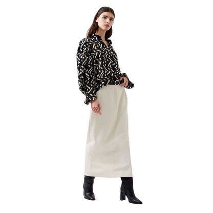 Black-Cream - Lifestyle - French Connection Womens-Ladies Diandra Long-Sleeved Blouse