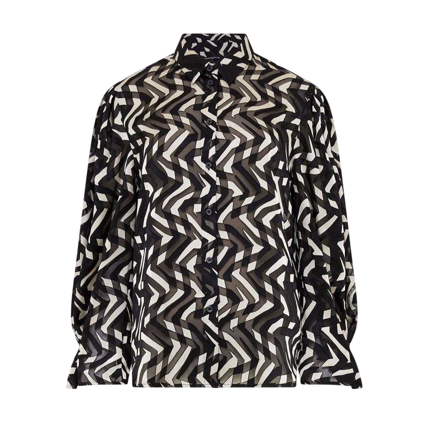Black-Cream - Front - French Connection Womens-Ladies Diandra Long-Sleeved Blouse