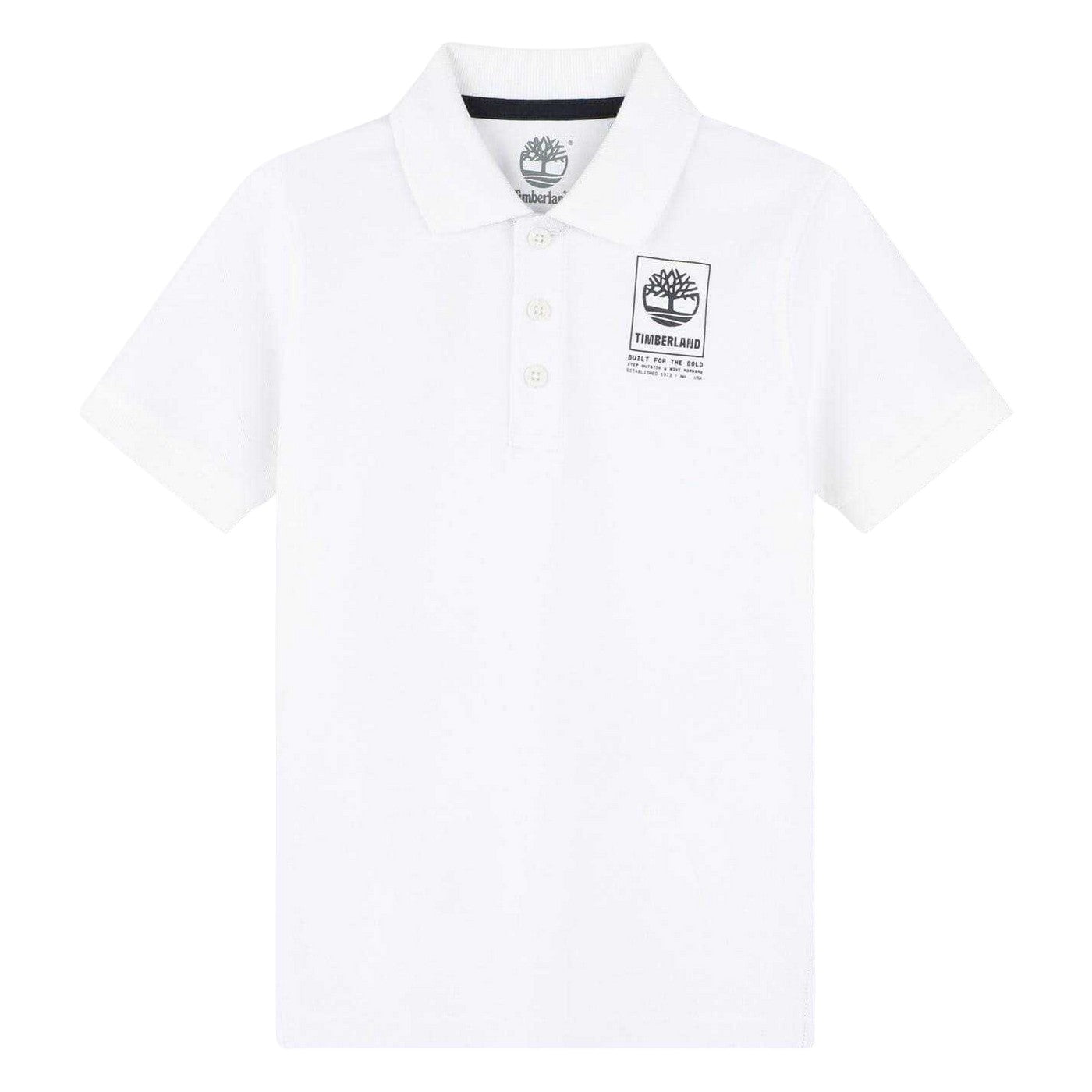 White - Front - Timberland Childrens-Kids Logo Regular Polo Shirt