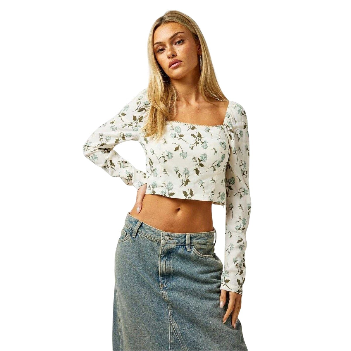 Floral - Lifestyle - Jack Wills Womens-Ladies Fitted Long-Sleeved Crop Top