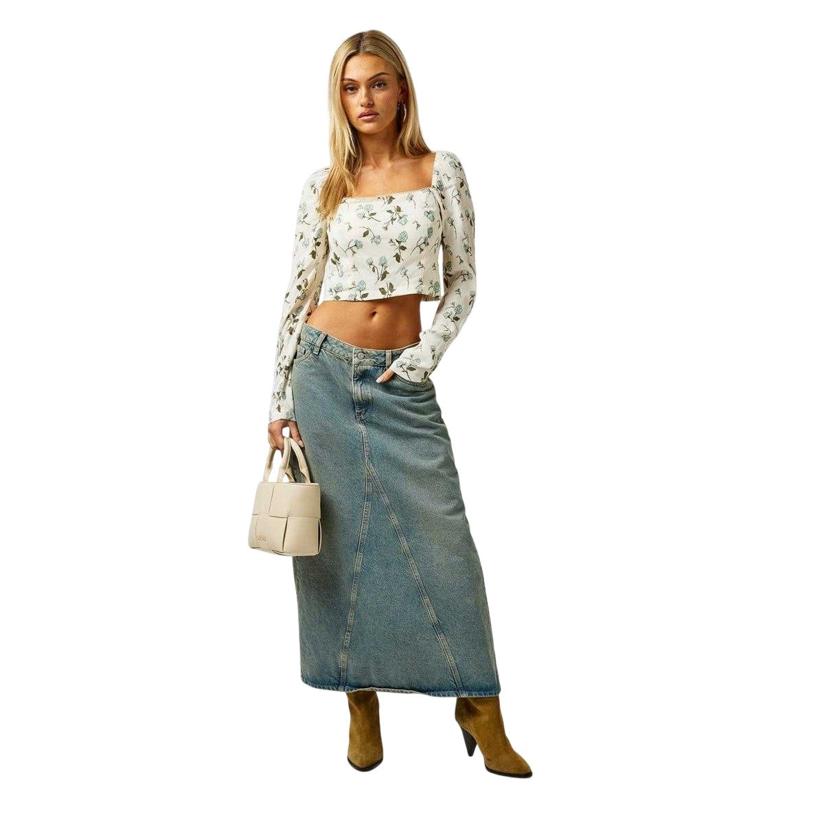 Floral - Pack Shot - Jack Wills Womens-Ladies Fitted Long-Sleeved Crop Top