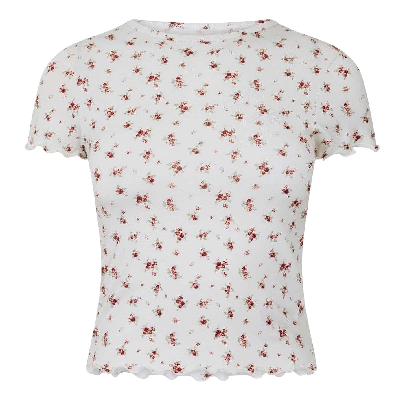 Floral-Wine - Front - Jack Wills Womens-Ladies Floral Slim T-Shirt