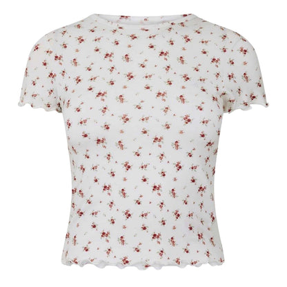 Floral-Wine - Front - Jack Wills Womens-Ladies Floral Slim T-Shirt