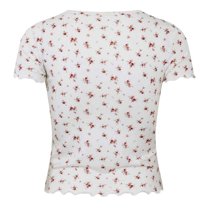 Floral-Wine - Back - Jack Wills Womens-Ladies Floral Slim T-Shirt
