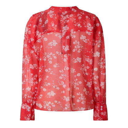 Cayenne - Back - French Connection Womens-Ladies Alesndra Floral V Neck Long-Sleeved Blouse