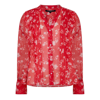 Cayenne - Front - French Connection Womens-Ladies Alesndra Floral V Neck Long-Sleeved Blouse