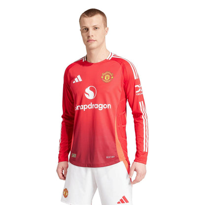 Red - Side - Manchester United FC Mens Adidas Long-Sleeved Football Shirt