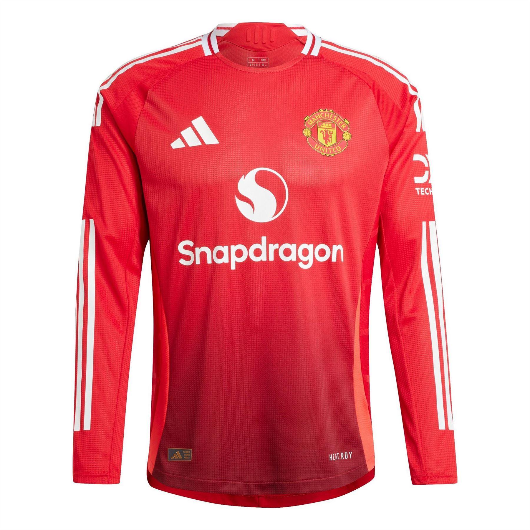 Red - Front - Manchester United FC Mens Adidas Long-Sleeved Football Shirt