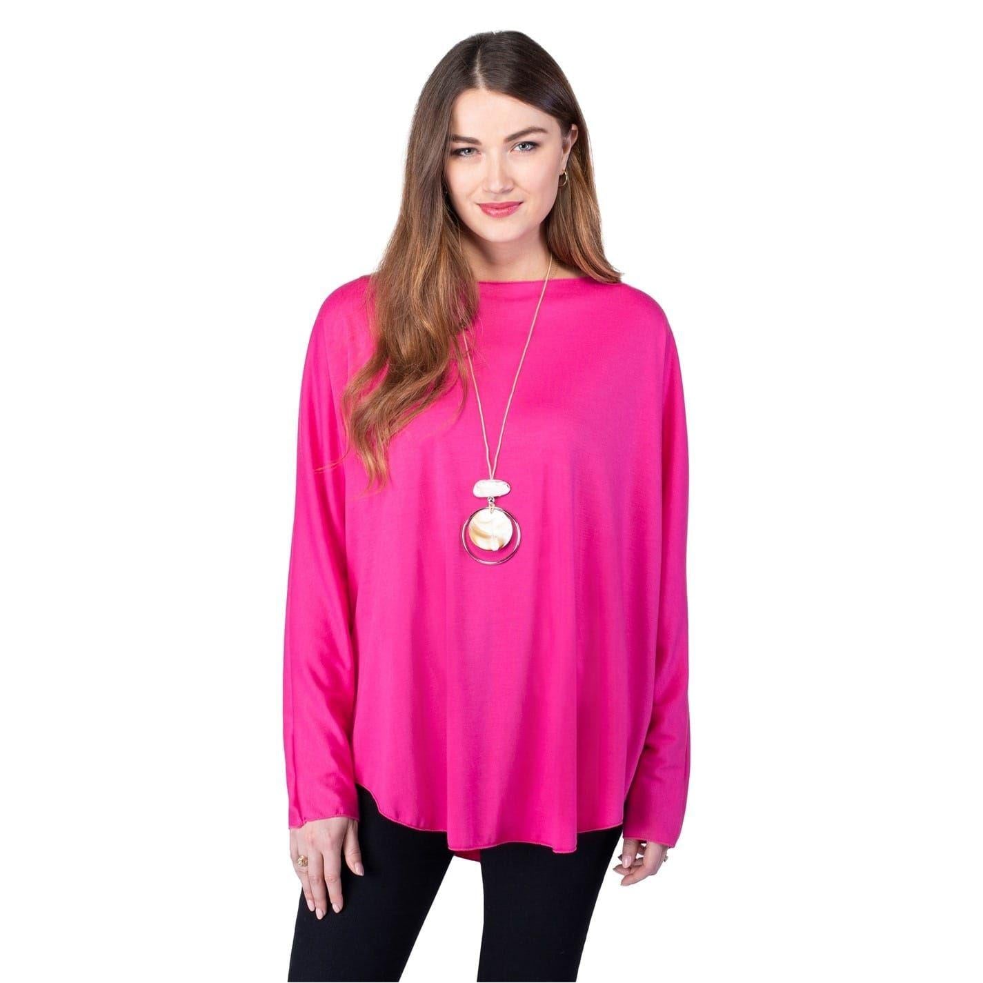 Cerise - Front - Maison Womens-Ladies Boat Neck Relaxed Fit Blouse