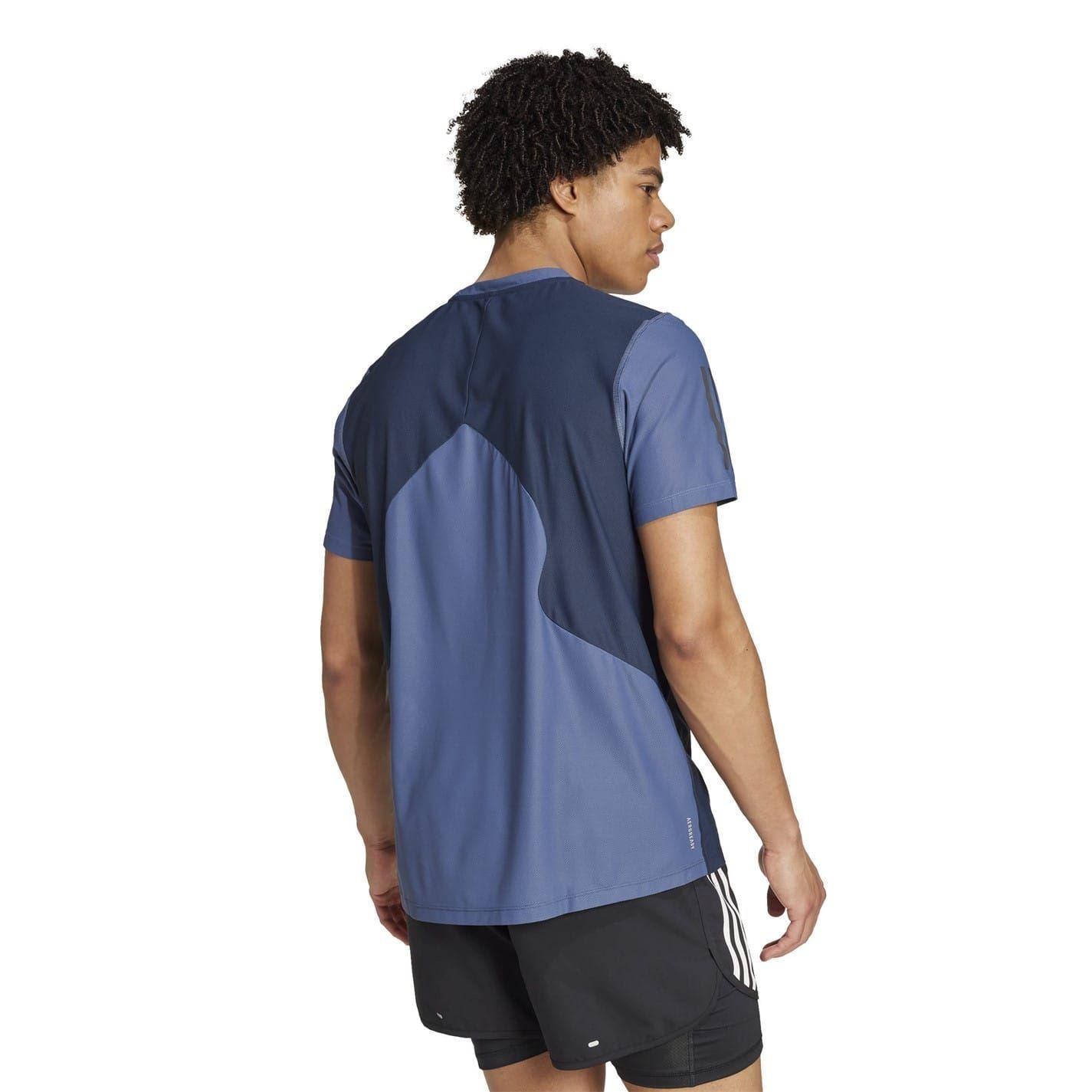 Ink - Back - Adidas Mens Own The Run Colour Block T-Shirt
