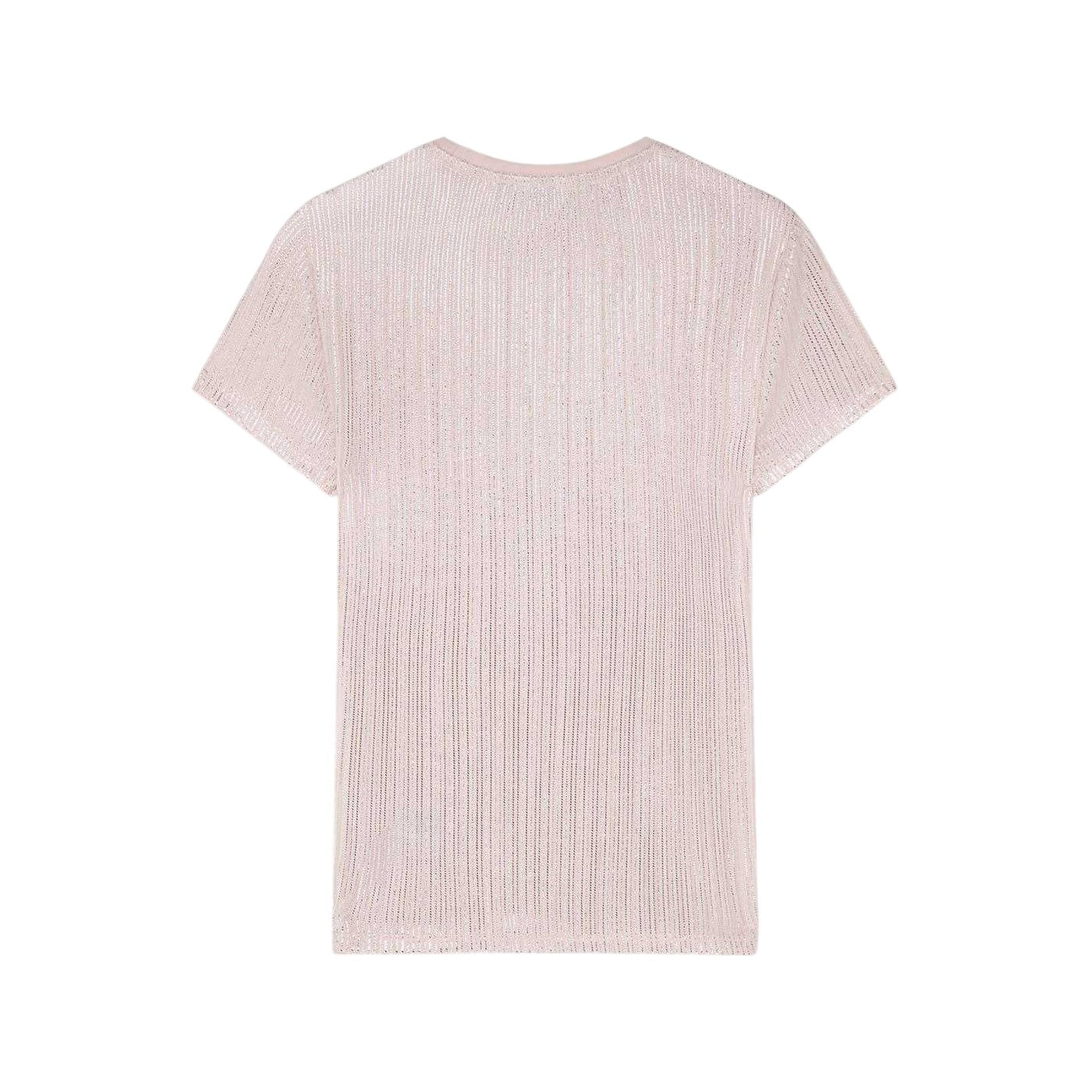 Light Pink - Back - Ted Baker Womens-Ladies Metallic Stripes Slim T-Shirt
