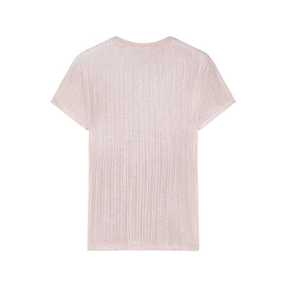 Light Pink - Back - Ted Baker Womens-Ladies Metallic Stripes Slim T-Shirt