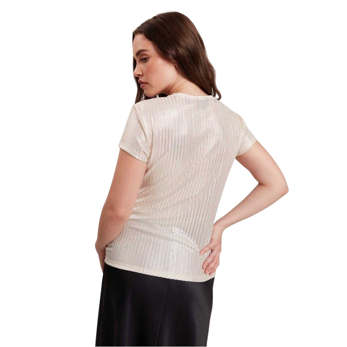 Gold - Lifestyle - Ted Baker Womens-Ladies Metallic Stripes Slim T-Shirt