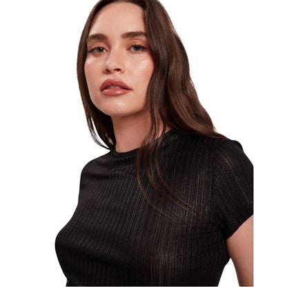 Black - Side - Ted Baker Womens-Ladies Metallic Stripes Slim T-Shirt