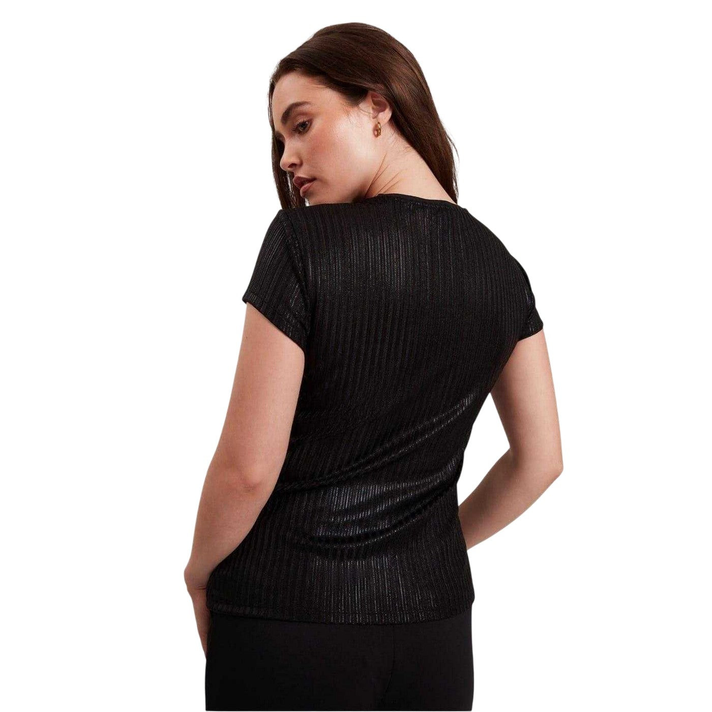 Black - Lifestyle - Ted Baker Womens-Ladies Metallic Stripes Slim T-Shirt