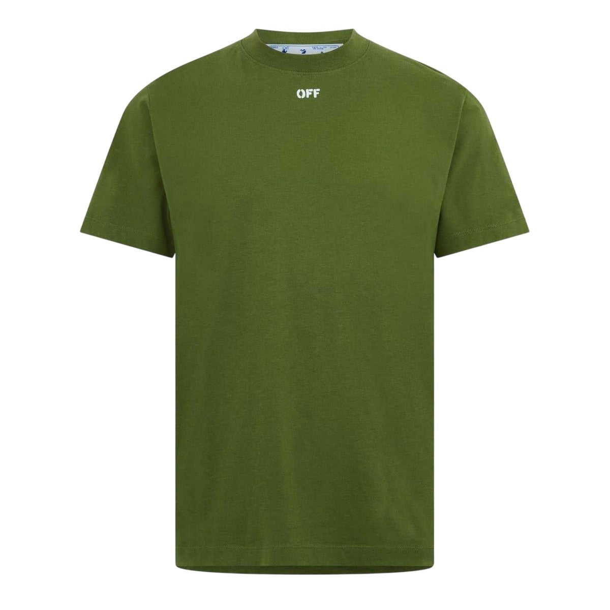 Green-White - Front - Off White Mens Lettering Cotton Regular T-Shirt