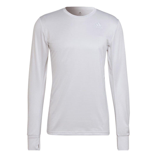 White - Front - Adidas Mens Performance Long-Sleeved Running T-Shirt