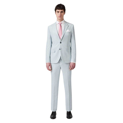 Blue - Side - Twisted Tailor Mens Lansdown Puppytooth Slim Trousers