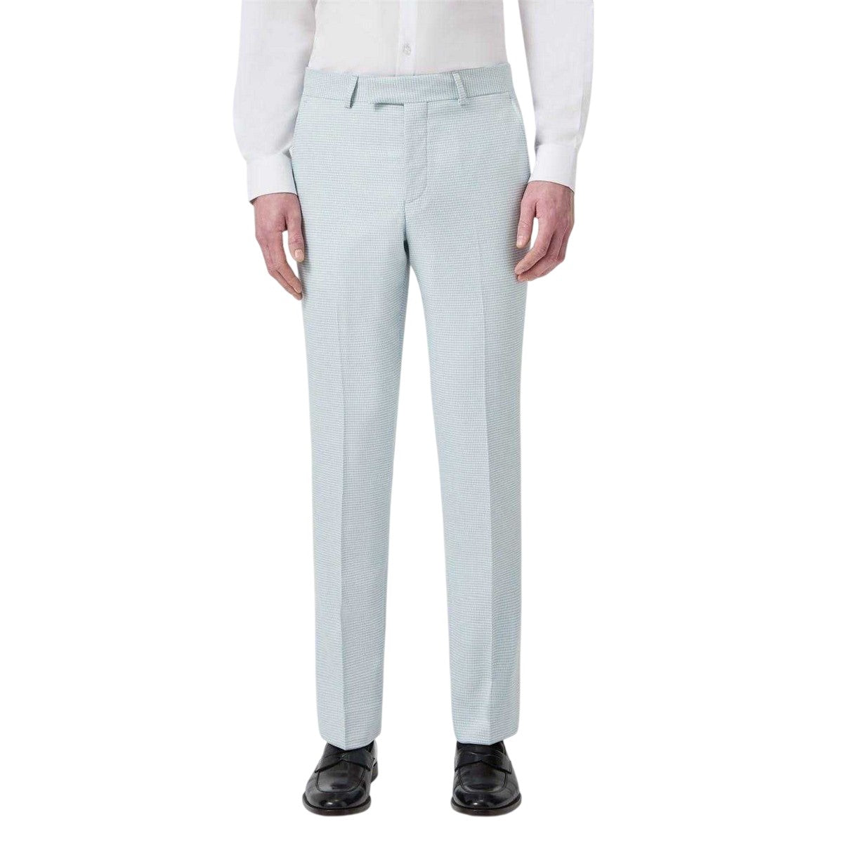 Blue - Front - Twisted Tailor Mens Lansdown Puppytooth Slim Trousers