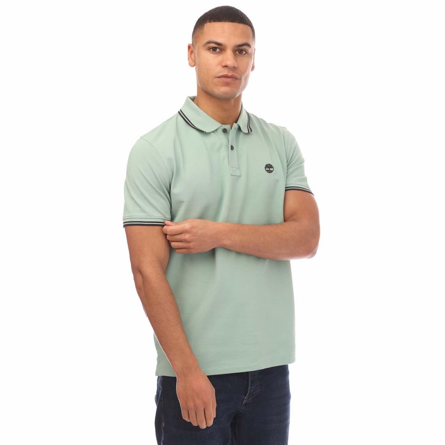 Green - Front - Timberland Mens Millers River Tipped Pique Polo Shirt