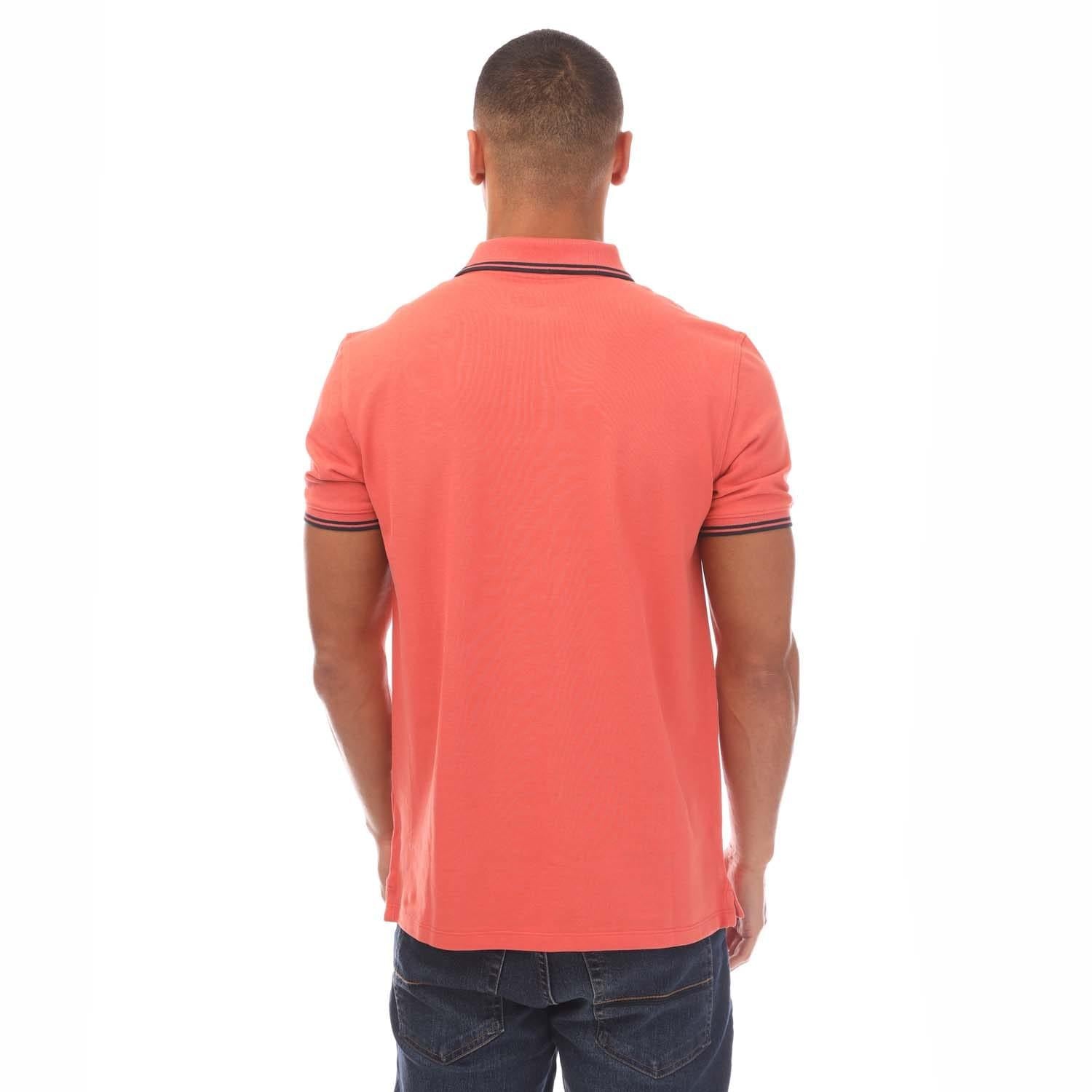 Coral - Back - Timberland Mens Millers River Tipped Pique Polo Shirt