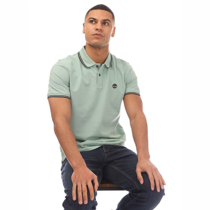 Green - Lifestyle - Timberland Mens Millers River Tipped Pique Polo Shirt