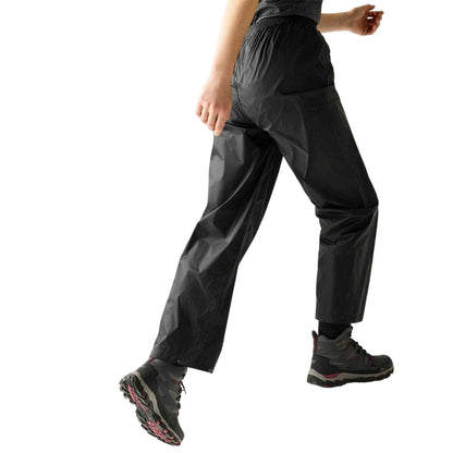 Black - Back - Regatta Womens-Ladies Waterproof Straight Leg Over Trousers