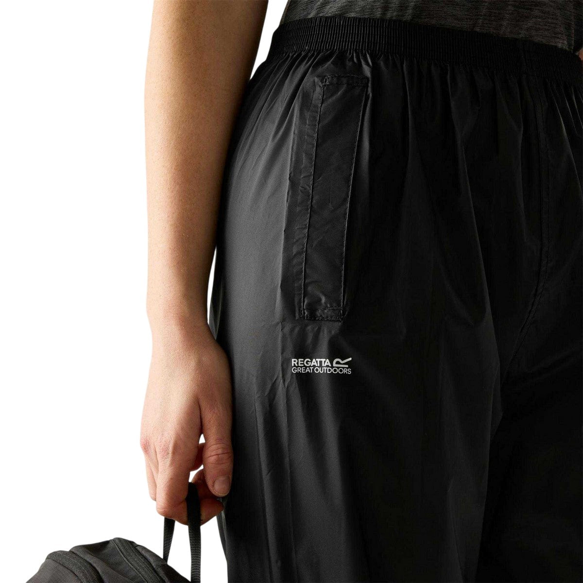 Black - Side - Regatta Womens-Ladies Waterproof Straight Leg Over Trousers