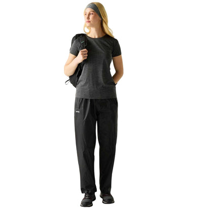Black - Lifestyle - Regatta Womens-Ladies Waterproof Straight Leg Over Trousers
