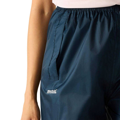 Midnight - Side - Regatta Womens-Ladies Waterproof Straight Leg Over Trousers