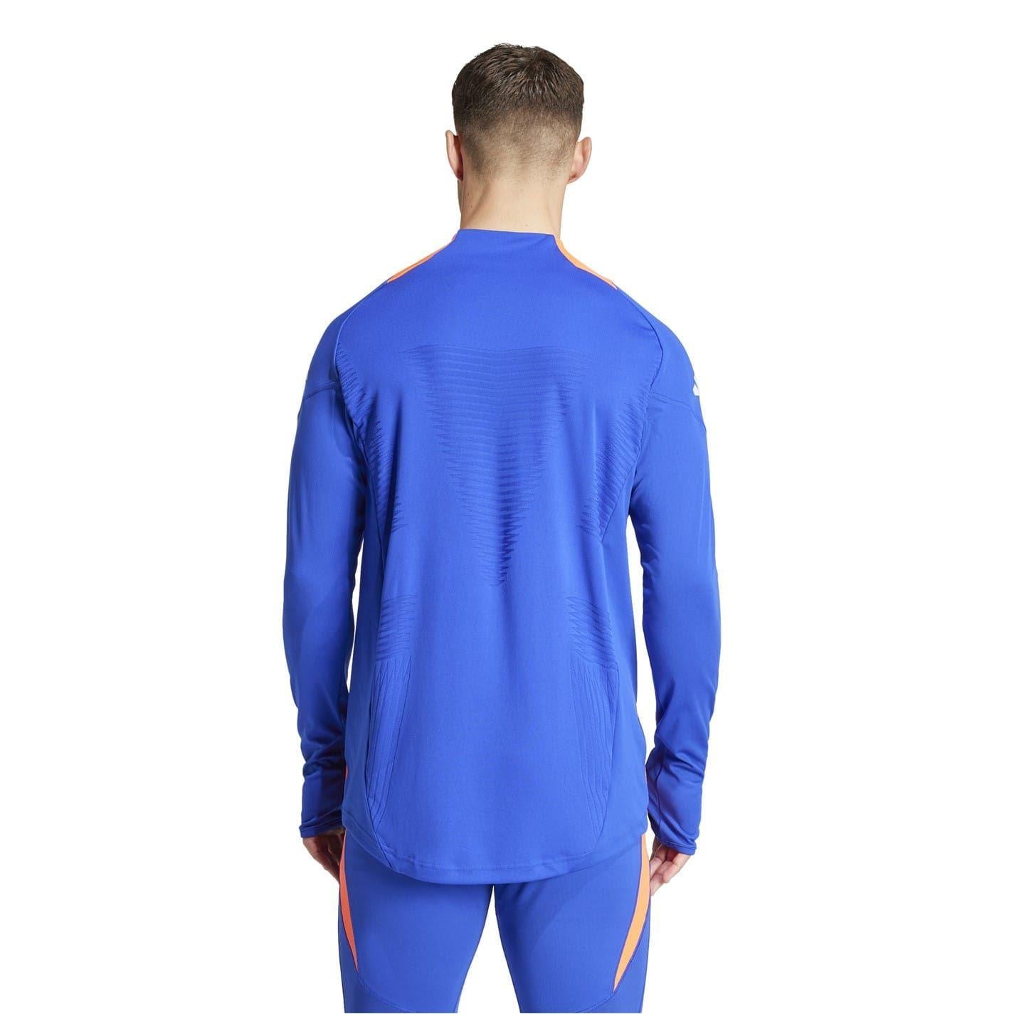 Blue - Back - Adidas Mens Trio 24 Mock Neck Slim Training T-Shirt