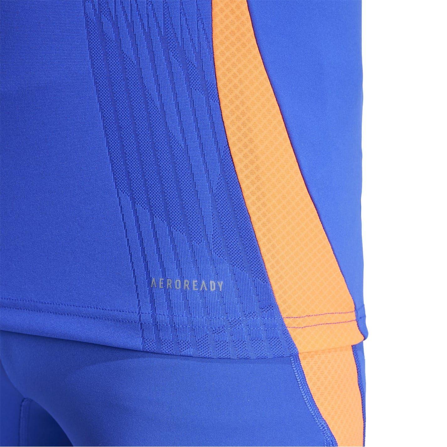 Blue - Side - Adidas Mens Trio 24 Mock Neck Slim Training T-Shirt