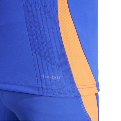 Blue - Side - Adidas Mens Trio 24 Mock Neck Slim Training T-Shirt