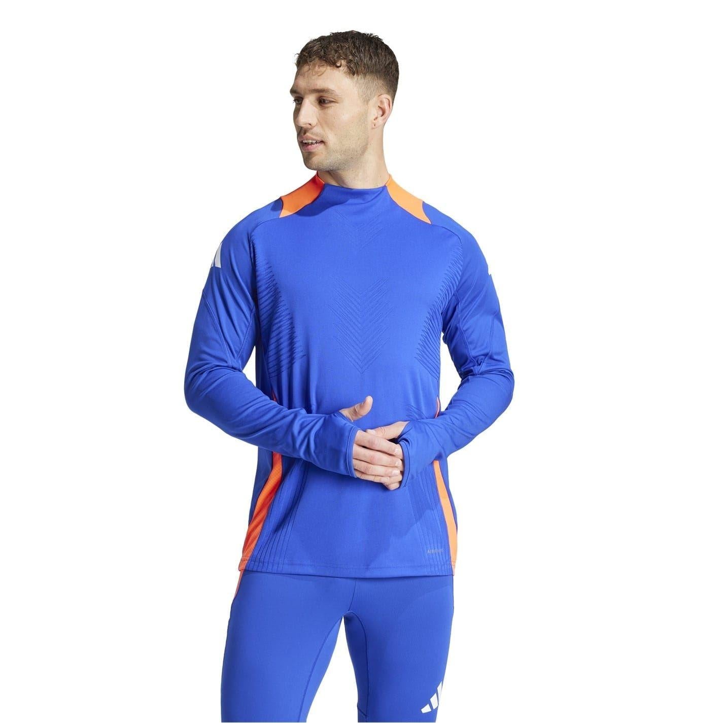 Blue - Pack Shot - Adidas Mens Trio 24 Mock Neck Slim Training T-Shirt