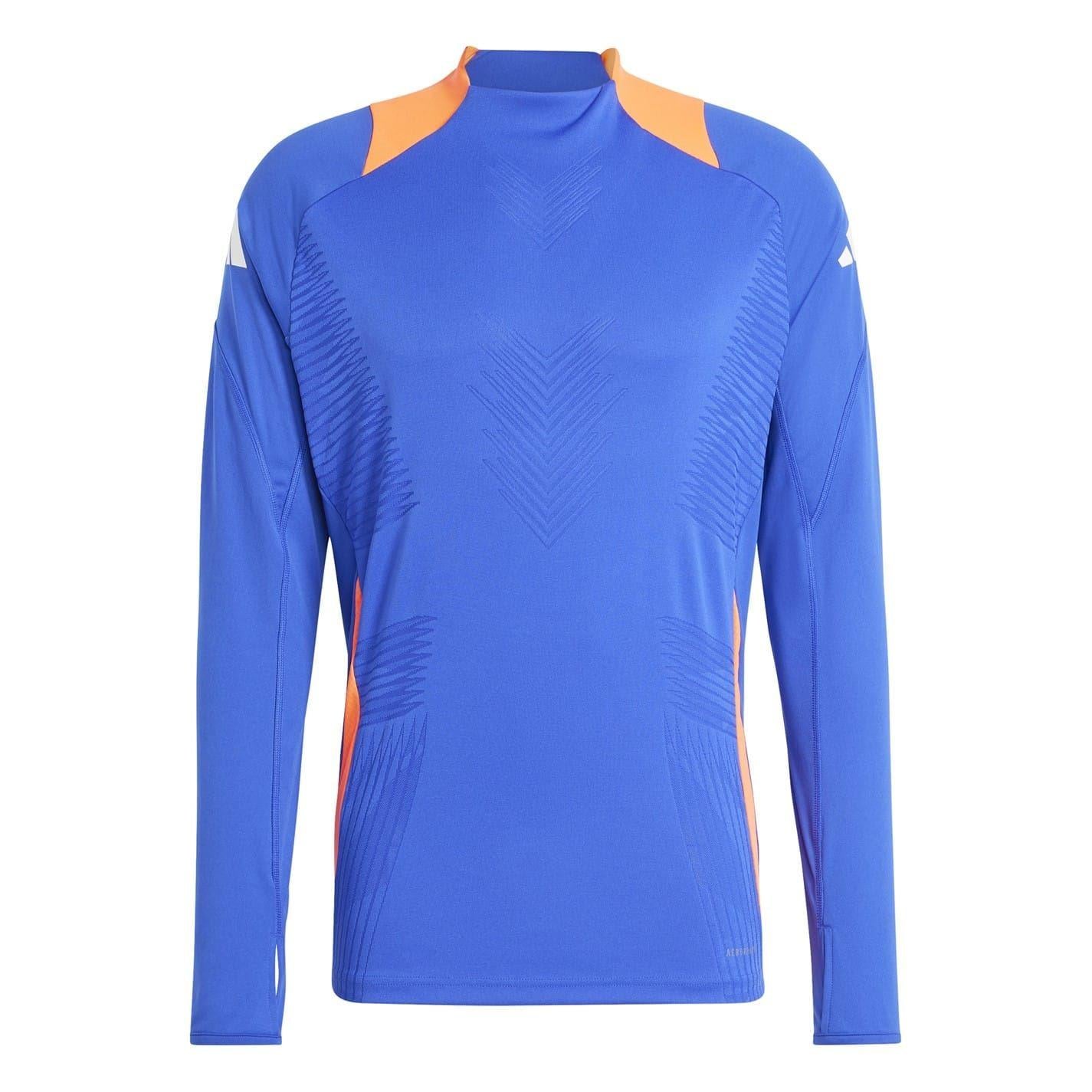 Blue - Front - Adidas Mens Trio 24 Mock Neck Slim Training T-Shirt