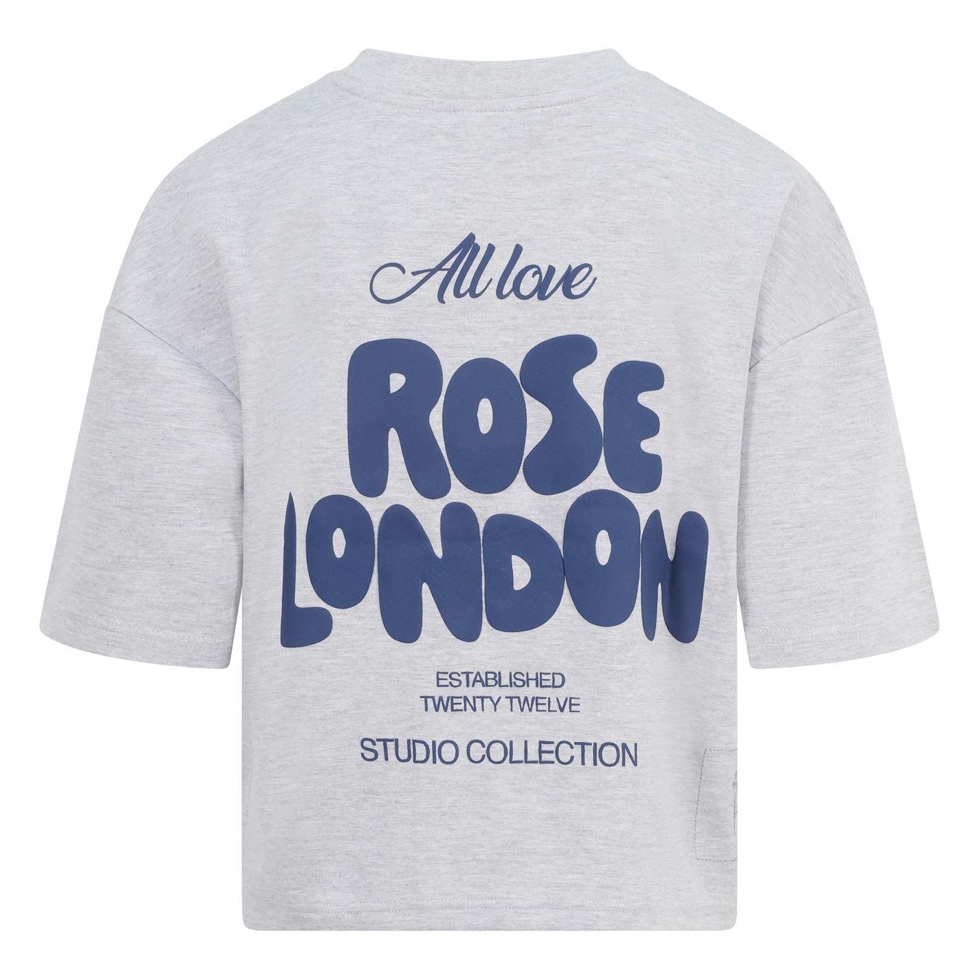 Grey Marl - Back - Rose London Girls Club Relaxed Fit Short-Sleeved T-Shirt