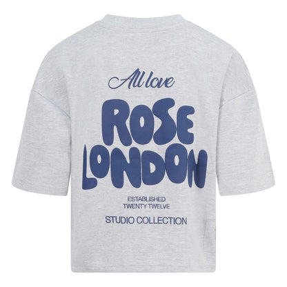 Grey Marl - Back - Rose London Girls Club Relaxed Fit Short-Sleeved T-Shirt