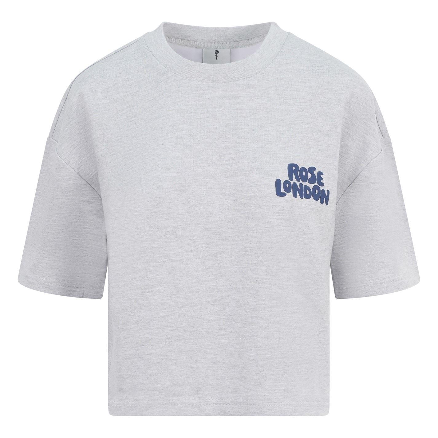 Grey Marl - Front - Rose London Girls Club Relaxed Fit Short-Sleeved T-Shirt