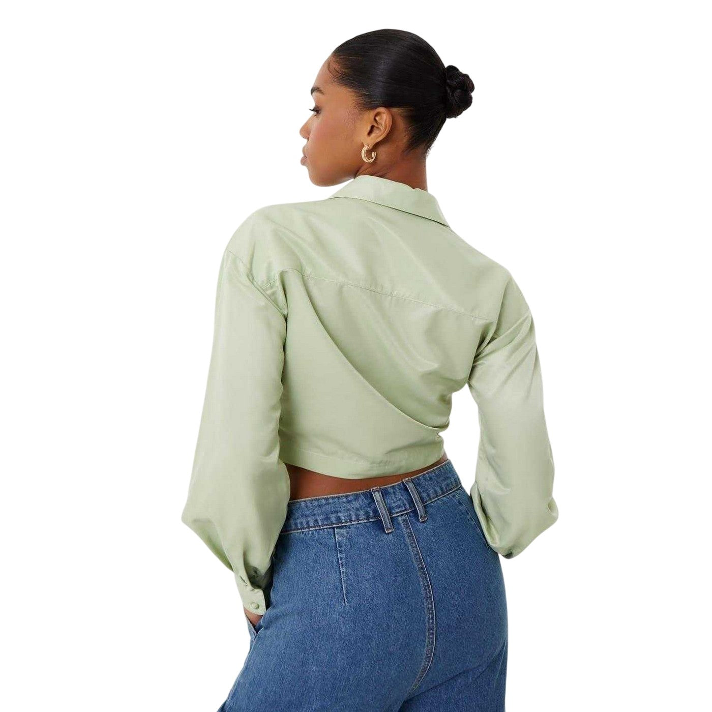 Jolly Green - Back - Jack Wills Womens-Ladies Draped Viscose Gathered Sleeve Blouse