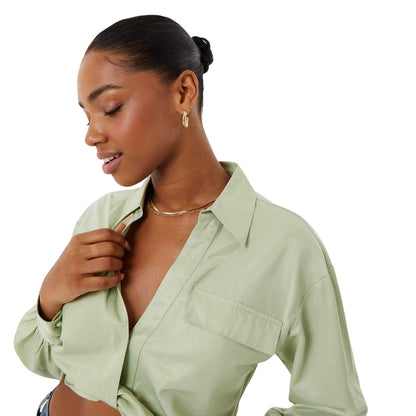 Jolly Green - Side - Jack Wills Womens-Ladies Draped Viscose Gathered Sleeve Blouse