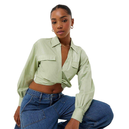 Jolly Green - Front - Jack Wills Womens-Ladies Draped Viscose Gathered Sleeve Blouse