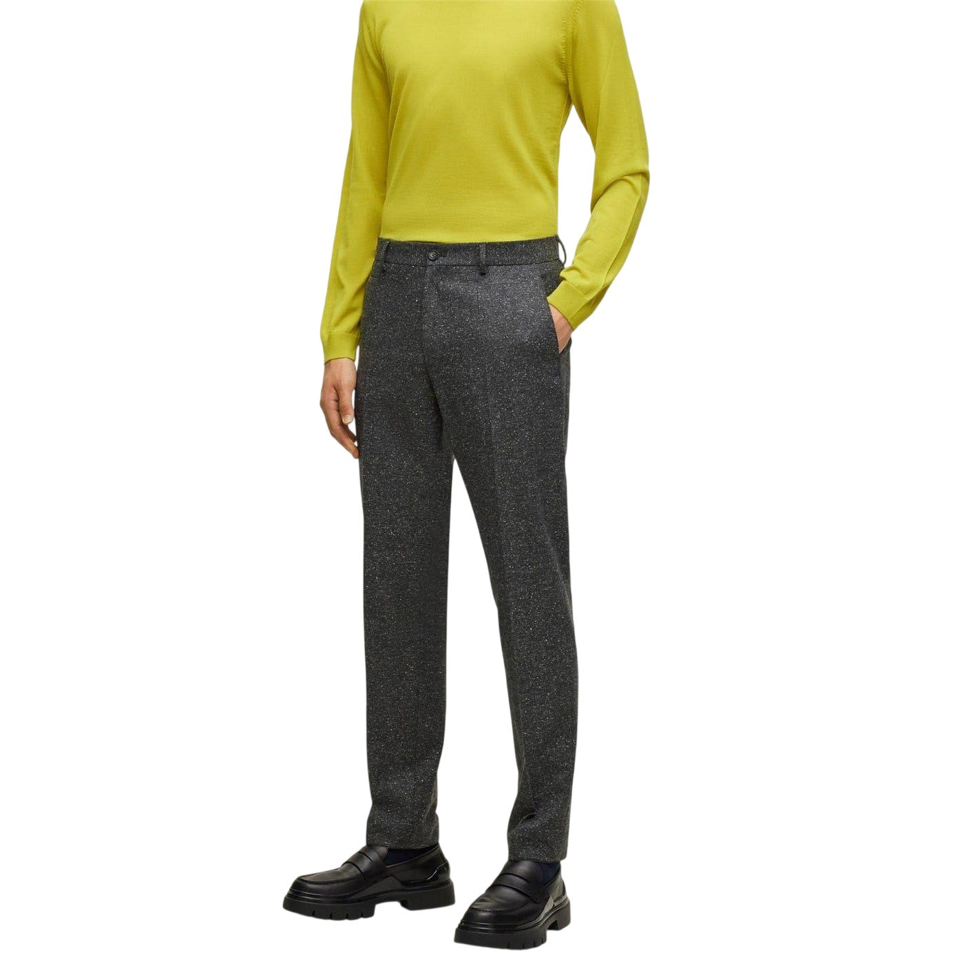 Grey - Side - Boss Mens H-Genius Textured Slim Trousers
