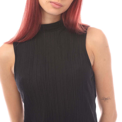 Black - Side - Vero Moda Womens-Ladies Cira Plisse Tank Top