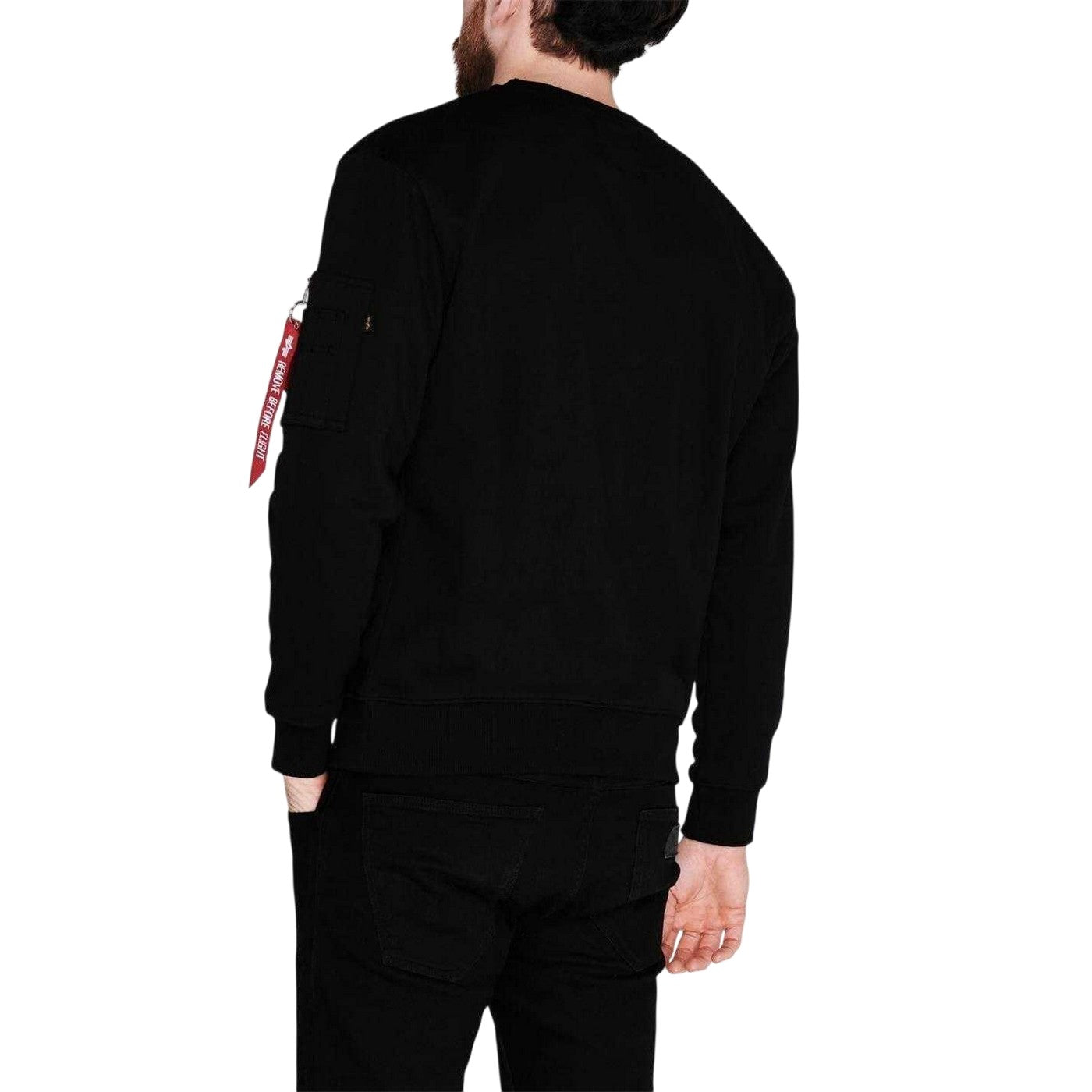 Black - Back - Alpha Industries Mens NASA Reflective Crew Neck Sweatshirt