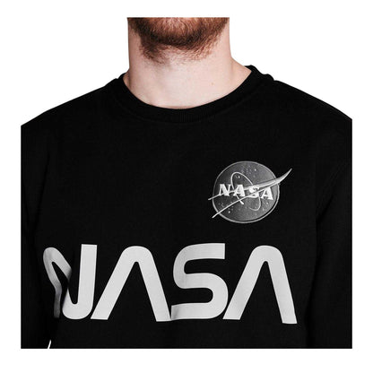 Black - Lifestyle - Alpha Industries Mens NASA Reflective Crew Neck Sweatshirt