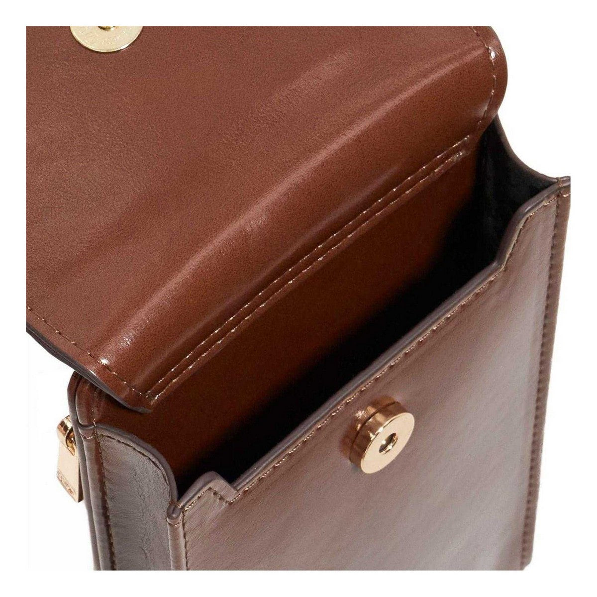 Brown - Back - Dune London Faux Leather Rectangle Phone Pouch