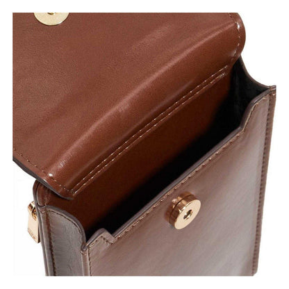 Brown - Back - Dune London Faux Leather Rectangle Phone Pouch