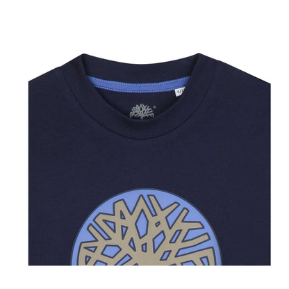 Navy - Side - Timberland Boys Logo Crew Neck T-Shirt