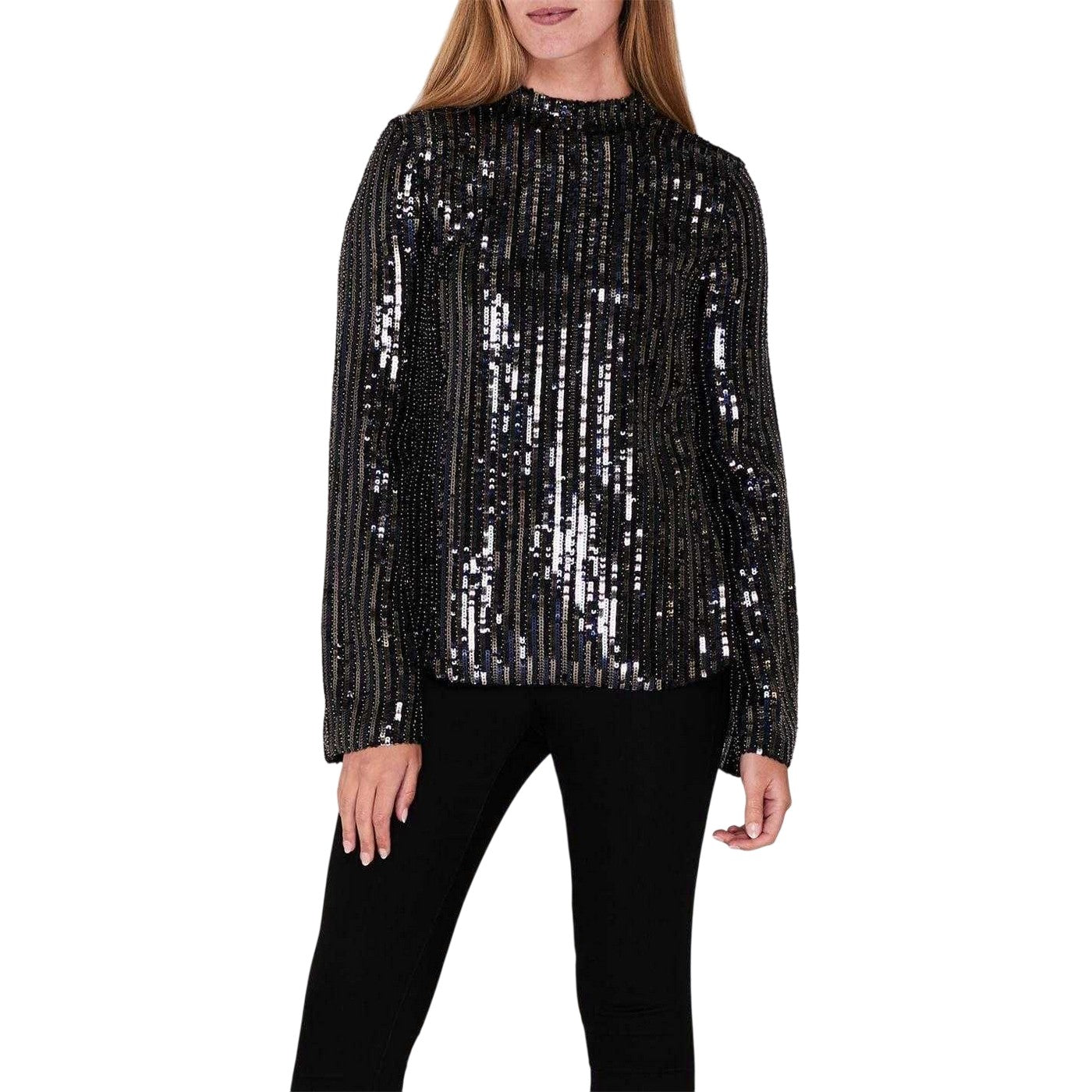 Metallic Silver - Lifestyle - Perserverance Womens-Ladies Sequin Long-Sleeved Blouse